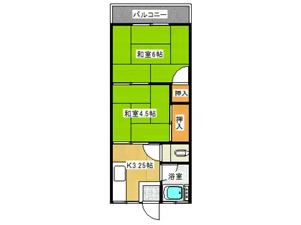 石橋荘(2K/2階)の間取り写真