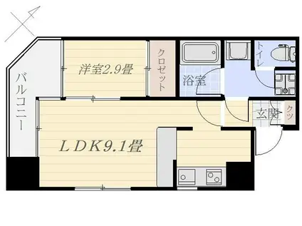 コートフェリア(1LDK/10階)の間取り写真