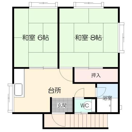 アーバンフラットE棟(2DK/2階)の間取り写真