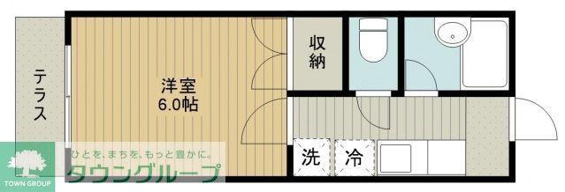 カルデアB棟(1K/1階)の間取り写真