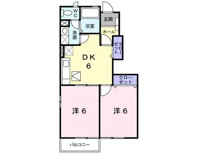 ガーデンヒルズII番館(2DK/1階)の間取り写真