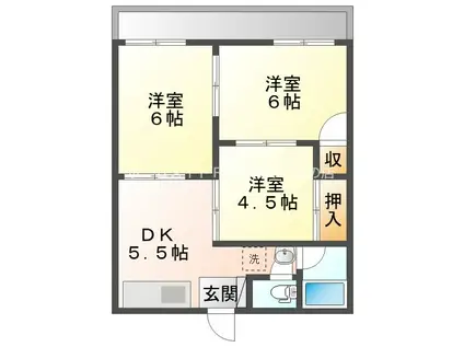 第2みのわハイツ(3DK/2階)の間取り写真