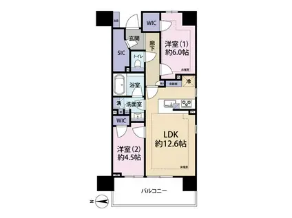 パークホームズ浦和仲町プレイス(2LDK/9階)の間取り写真