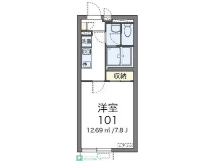 クレイノシャイン(1K/2階)の間取り写真