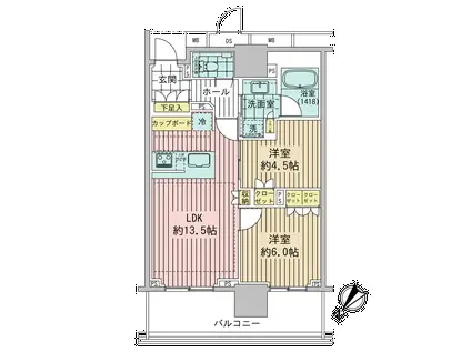 ブランズタワー豊洲(2LDK/10階)の間取り写真