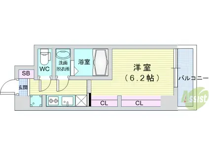 リブネスコート大阪大学前(1K/3階)の間取り写真