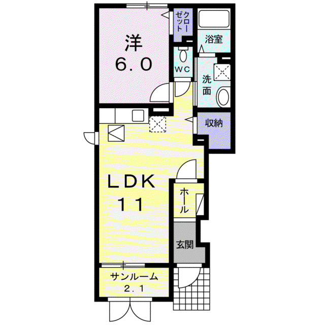 アンジール ハーネ(1LDK/1階)の間取り写真