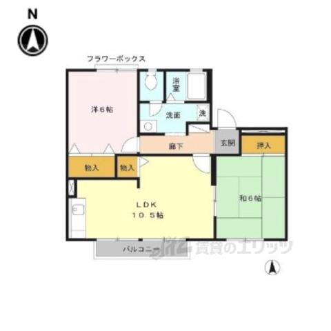 プリシェールK(2LDK/2階)の間取り写真