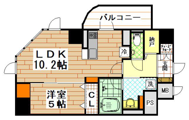 プレミアム菱屋西(1LDK/2階)の間取り写真