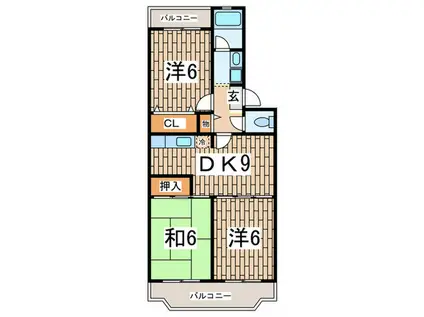 ビューテラス橘(3DK/1階)の間取り写真