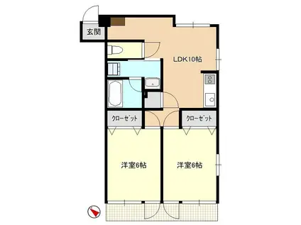 メソードつくばII(2LDK/1階)の間取り写真