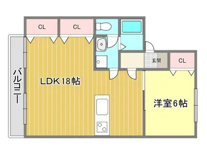 五平ハイツ D(1LDK/2階)の間取り写真