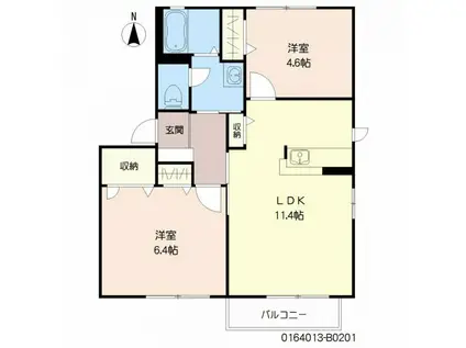 シャルマンメゾン大川 B棟(2LDK/2階)の間取り写真