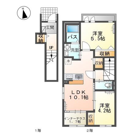 メゾン ベルフルール(2LDK/2階)の間取り写真