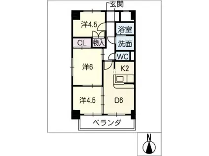グレイス中坪(3DK/5階)の間取り写真