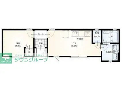 グランソフィア内野本郷(1LDK/1階)の間取り写真