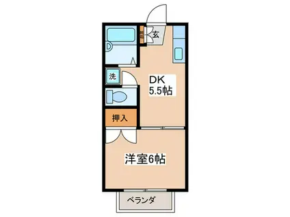 ホワイトハウス(1DK/2階)の間取り写真