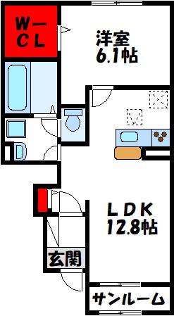 ティーダ水巻 A(1LDK/1階)の間取り写真