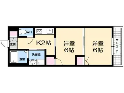 庚午中 多川ビル(2K/8階)の間取り写真