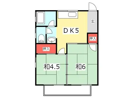 コーポむつみ(2DK/2階)の間取り写真