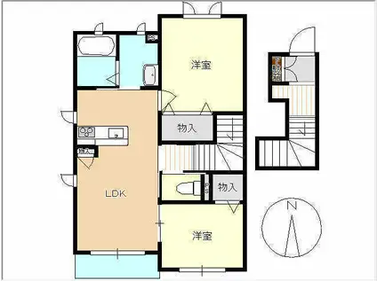 MINE HOUSE(2LDK/2階)の間取り写真