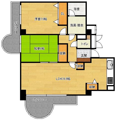 A.CITYタワーズイースト(2LDK/3階)の間取り写真