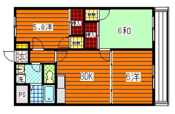 第3コーポ濱本(3LDK/3階)の間取り写真