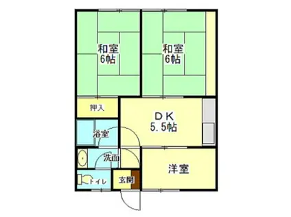 コーポふくおか(3DK/2階)の間取り写真