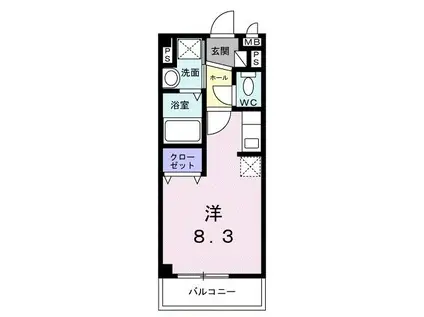 ソレアード(ワンルーム/1階)の間取り写真