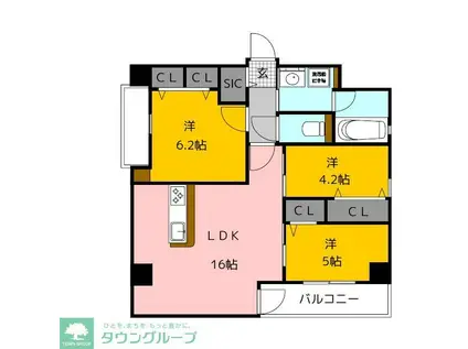 モダンパラッツォ中洲川端 PRECIOUS COURT(3LDK/7階)の間取り写真