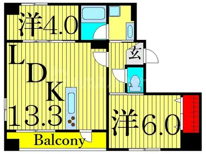 アーバンパーク立石(2LDK/11階)の間取り写真