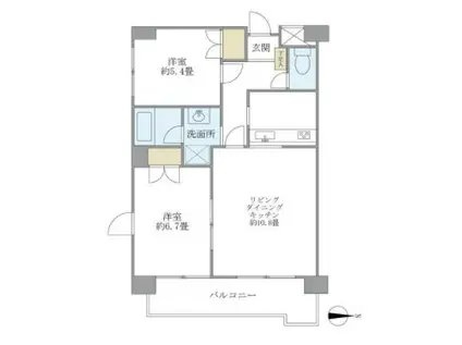 オクトフラッツK(2LDK/2階)の間取り写真