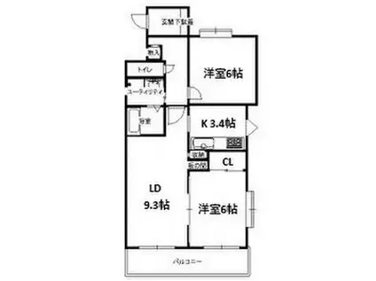 オリンピア大通西18丁目マンション(2LDK/5階)の間取り写真