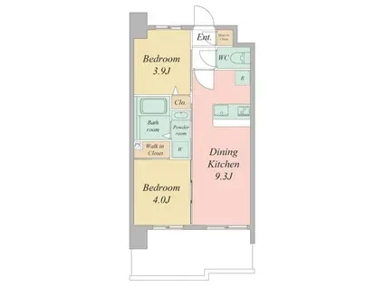 セレニテフラン谷町四丁目アリエ(2DK/15階)の間取り写真