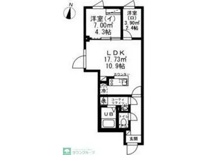 SOLASIARESIDENCE西日暮里(2LDK/1階)の間取り写真