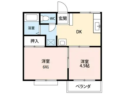 サティライトB(2DK/2階)の間取り写真