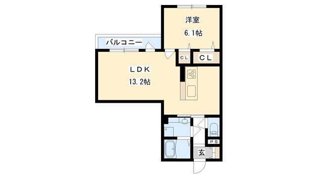 キャトル セゾン(1LDK/2階)の間取り写真