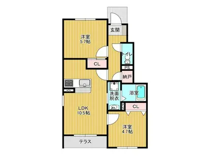 M S GARDEN(2LDK/1階)の間取り写真