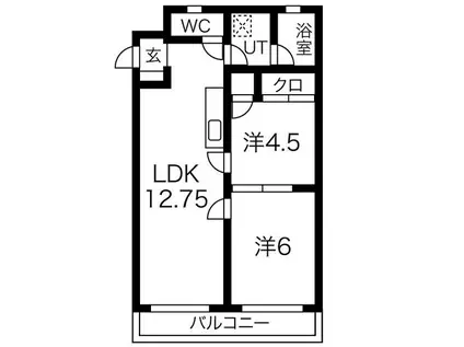 エクセル城下(2LDK/4階)の間取り写真