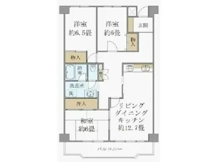 リバービュウハイツ(3LDK/3階)の間取り写真