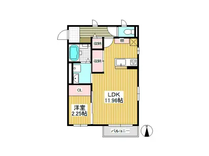 REFLET A棟(1LDK/2階)の間取り写真