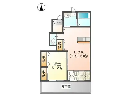 グランカーサ(1LDK/1階)の間取り写真