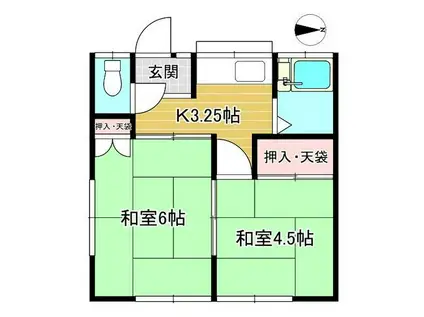 岩井荘(2K/1階)の間取り写真