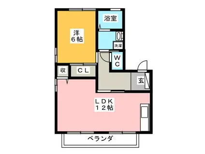 コーポ夏椿B(1LDK/2階)の間取り写真