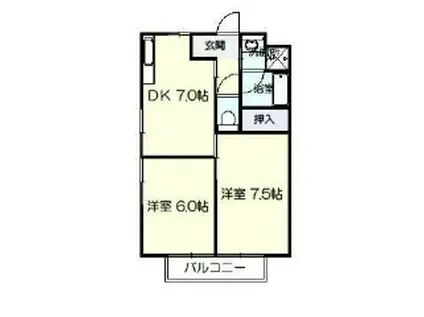 LINO折立 A(2DK/1階)の間取り写真