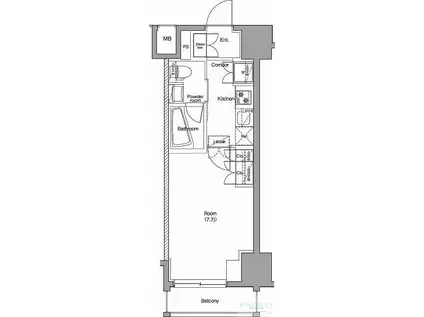 プレミアムキューブ品川戸越DEUX(1K/5階)の間取り写真
