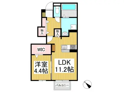 エリア66N(1LDK/1階)の間取り写真