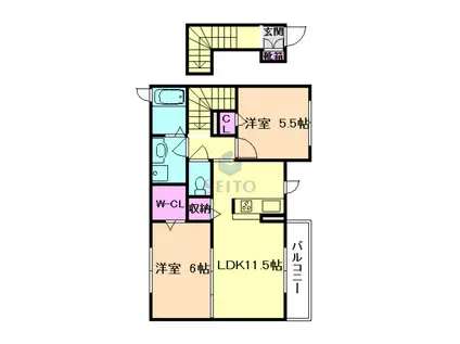 SHAMAISON CYGNUS(2LDK/2階)の間取り写真