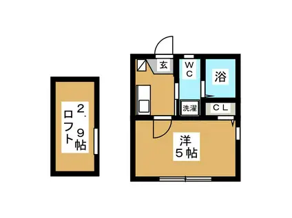 ルーチェ山手II(1K/2階)の間取り写真