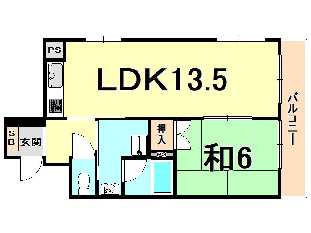 グランヴィア北夙川(1LDK/1階)の間取り写真